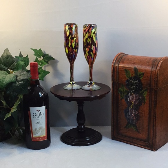 🆕 🎊🎈🎊HANDBLOWN MEXICAN CHAMPAGNE GLASSES🎊🎈🎊 - Picture 1 of 6